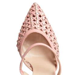 Baby Pink Woven Leather Slingback Sandal | Fratelli Rossetti