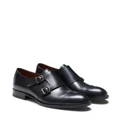 Black Leather Double-buckle Derby Shoe | Fratelli Rossetti