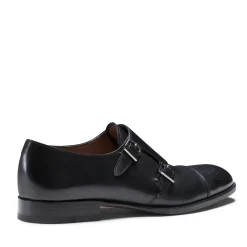 Black Leather Double-buckle Derby Shoe | Fratelli Rossetti