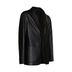 Black Nappa Leather Blazer | Fratelli Rossetti