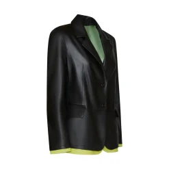 Black Nappa Leather Blazer With Contrasting Edging | Fratelli Rossetti