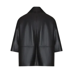 Black Nappa Leather Cape | Fratelli Rossetti