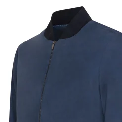 Blue Suede Bomber Jacket | Fratelli Rossetti