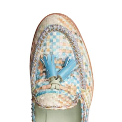 Brera Loafer In Light Blue Embroidered Fabric | Fratelli Rossetti