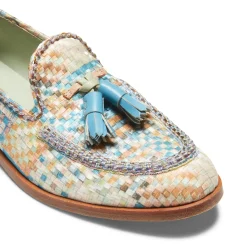 Brera Loafer In Light Blue Embroidered Fabric | Fratelli Rossetti