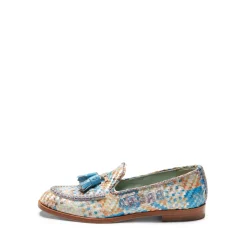 Brera Loafer In Light Blue Embroidered Fabric | Fratelli Rossetti