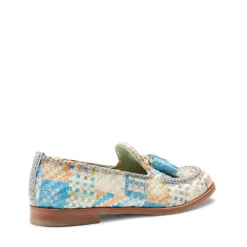 Brera Loafer In Light Blue Embroidered Fabric | Fratelli Rossetti