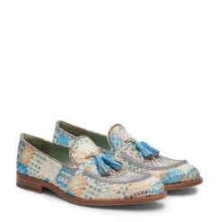 Brera Loafer In Light Blue Embroidered Fabric | Fratelli Rossetti