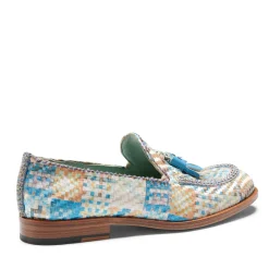 Brera Loafer In Light Blue Embroidered Fabric | Fratelli Rossetti