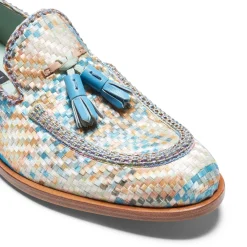 Brera Loafer In Light Blue Embroidered Fabric | Fratelli Rossetti