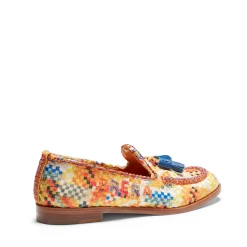 Brera Loafer In Sun Yellow Embroidered Fabric | Fratelli Rossetti