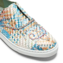Light Blue Embroidered Fabric Hobo Sport Sneakers | Fratelli Rossetti