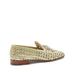 Lime Green Woven Leather Brera Loafer | Fratelli Rossetti