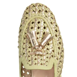Lime Green Woven Leather Brera Loafer | Fratelli Rossetti