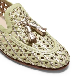 Lime Green Woven Leather Brera Loafer | Fratelli Rossetti