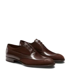 Mahogany Leather And Suede Lace-up Shoe | Fratelli Rossetti