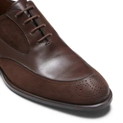 Mahogany Leather And Suede Lace-up Shoe | Fratelli Rossetti