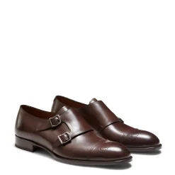 Mahogany Leather Double-buckle Derby Shoe | Fratelli Rossetti