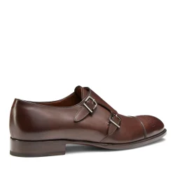 Mahogany Leather Double-buckle Derby Shoe | Fratelli Rossetti