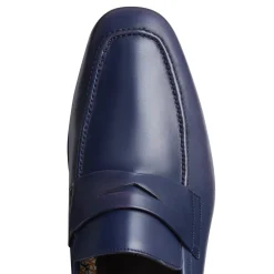 Men's Navy Blue Leather Loafer | Fratelli Rossetti