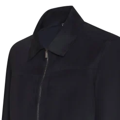 Navy Blue Suede Jacket | Fratelli Rossetti