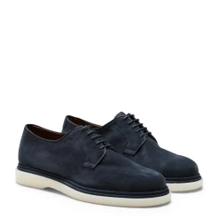 Navy Blue Suede Lace-up Shoe | Fratelli Rossetti