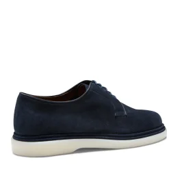 Navy Blue Suede Lace-up Shoe | Fratelli Rossetti