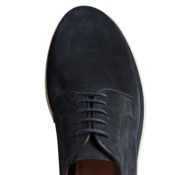 Navy Blue Suede Lace-up Shoe | Fratelli Rossetti