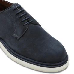 Navy Blue Suede Lace-up Shoe | Fratelli Rossetti