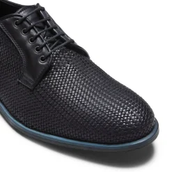 Navy Blue Woven Leather Lace-up Shoe | Fratelli Rossetti