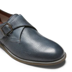 Ocean Blue Leather Double-buckle Derby Shoe | Fratelli Rossetti