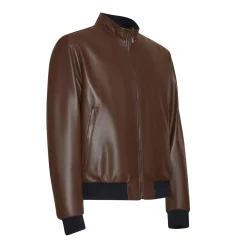 Reversible Brown Nappa Leather Bomber Jacket | Fratelli Rossetti