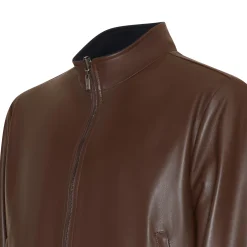 Reversible Brown Nappa Leather Bomber Jacket | Fratelli Rossetti