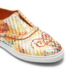 Sun Yellow Embroidered Fabric Hobo Sport Sneakers | Fratelli Rossetti