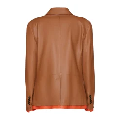 Tan Nappa Leather Blazer With Contrasting Edging | Fratelli Rossetti