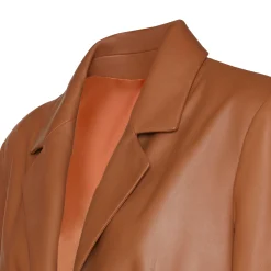 Tan Nappa Leather Blazer With Contrasting Edging | Fratelli Rossetti