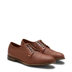 Tobacco Brown Woven Leather Lace-up Shoe | Fratelli Rossetti