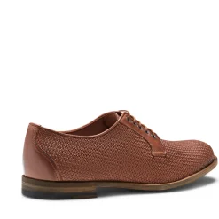 Tobacco Brown Woven Leather Lace-up Shoe | Fratelli Rossetti