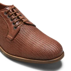 Tobacco Brown Woven Leather Lace-up Shoe | Fratelli Rossetti