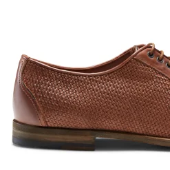Tobacco Brown Woven Leather Lace-up Shoe | Fratelli Rossetti