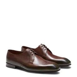 Tobacco Brown/green Leather Lace-up Shoe | Fratelli Rossetti