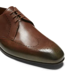 Tobacco Brown/green Leather Lace-up Shoe | Fratelli Rossetti