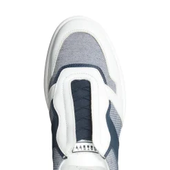 White And Blue Leather And Fabric Sneakers | Fratelli Rossetti