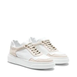 White And Dove Grey Leather And Suede Sneakers | Fratelli Rossetti