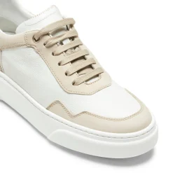 White And Dove Grey Leather And Suede Sneakers | Fratelli Rossetti