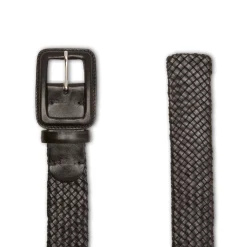 Women's Black Woven Leather Belt | Fratelli Rossetti