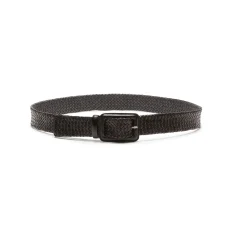 Women's Black Woven Leather Belt | Fratelli Rossetti