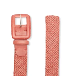 Women's Cherry Red Woven Leather Belt | Fratelli Rossetti