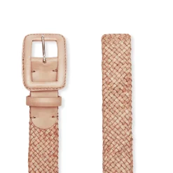 Women's Powder Pink Woven Leather Belt | Fratelli Rossetti