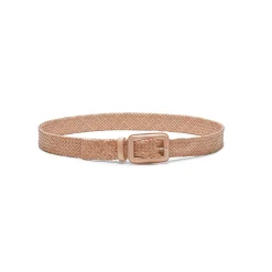 Women's Powder Pink Woven Leather Belt | Fratelli Rossetti